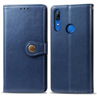 Retro Solid Color Leather Buckle Mobile Phone Protection Leather Case with Lanyard & Photo Frame & Card Slot & Wallet & Bracket Function for Huawei P Smart Z(Blue)