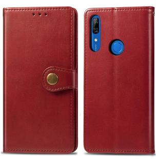 Retro Solid Color Leather Buckle Mobile Phone Protection Leather Case with Lanyard & Photo Frame & Card Slot & Wallet & Bracket Function for Huawei P Smart Z(Red)