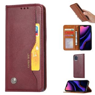 For iPhone 11 Pro Knead Skin Texture Horizontal Flip Leather Case , with Photo Frame & Holder & Card Slots & Wallet(Wine Red)