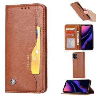 For iPhone 11 Knead Skin Texture Horizontal Flip Leather Case  , with Photo Frame & Holder & Card Slots & Wallet(Brown)
