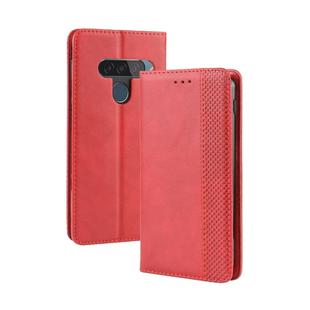 Magnetic Buckle Retro Crazy Horse Texture Horizontal Flip Leather Case for LG G8S ThinQ, with Holder & Card Slots & Photo Frame(Red)