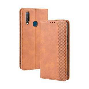 Magnetic Buckle Retro Crazy Horse Texture Horizontal Flip Leather Case fo Vivo Y17 / Y15 / Y3, with Holder & Card Slots & Photo Frame(Brown)
