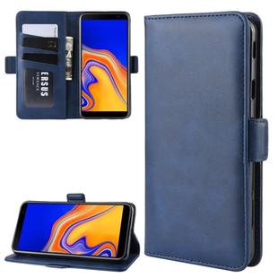 Dual-side Magnetic Buckle Horizontal Flip Leather Case for Galaxy J4+ / J4 Core, with Holder & Card Slots & Wallet & Photo Frame(Dark Blue)