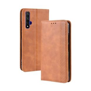 Magnetic Buckle Retro Crazy Horse Texture Horizontal Flip Leather Case for Huawei Honor 20,with Holder & Card Slots & Photo Frame(Brown)