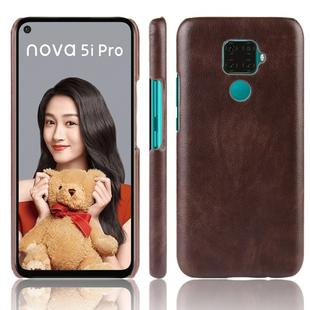 Shockproof Litchi Texture PC + PU Case For Huawei Nova 5i Pro / Mate 30 Lite(Brown)