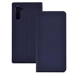 Electric Pressed Plain Texture Ultra-thin Magnetic Suction TPU + PU Leather Case with Holder & Card Slot for Galaxy Note10(Blue)
