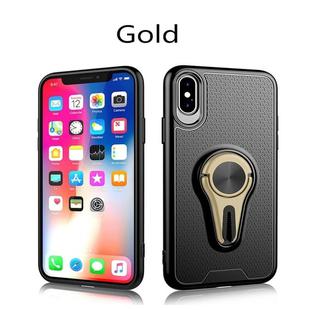  Non-slip Y-shaped TPU Mobile Phone Case with Rotating Car Bracket for iPhone X / XS(Gold)