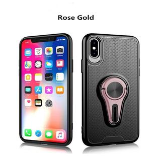  Non-slip Y-shaped TPU Mobile Phone Case with Rotating Car Bracket for iPhone X / XS(Rose Gold)