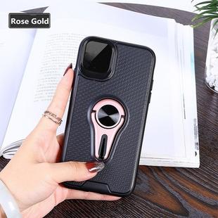  Non-slip Y-shaped TPU Mobile Phone Case with Rotating Car Bracket for iPhone 11 Pro(Rose Gold)