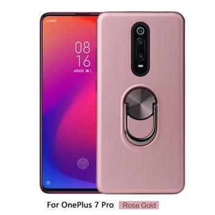 For OnePlus 7 Pro  360 Rotary Multifunctional Stent PC+TPU Case with Magnetic Invisible Holder(Rose Gold)