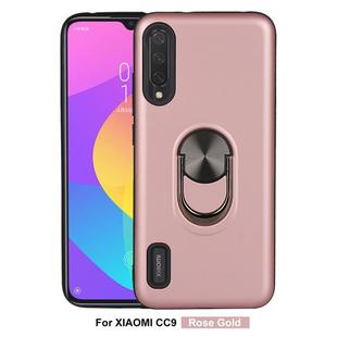 For Xiaomi Mi CC9  360 Rotary Multifunctional Stent PC+TPU Case with Magnetic Invisible Holder(Rose Gold)