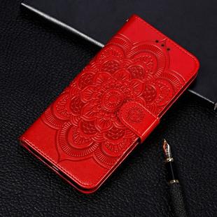 Mandala Embossing Pattern Horizontal Flip Leather Case for Xiaomi Mi CC9e / A3, with Holder & Card Slots & Wallet & Photo Frame & Lanyard(Red)