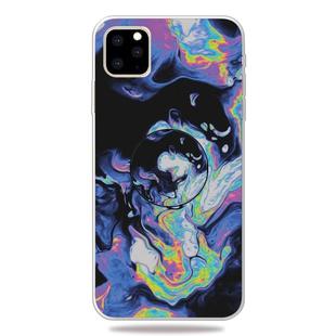 For iPhone 11 Pro 3D Marble Soft Silicone TPU CaseCover with Bracket (Deep Purple)