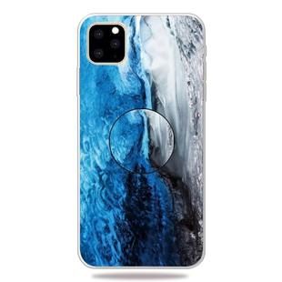 For iPhone 11 Pro 3D Marble Soft Silicone TPU CaseCover with Bracket (Dark Blue)