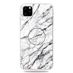 For iPhone 11 3D Marble Soft Silicone TPU Case Cover with Bracket (White)