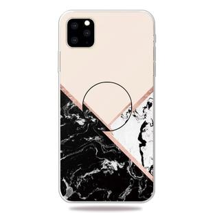 For iPhone 11 Pro Max 3D Marble Soft Silicone TPU Case Cover with Bracket (Black and White Powder)