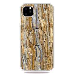 For iPhone 11 Pro Max 3D Marble Soft Silicone TPU Case Cover with Bracket (Brown)