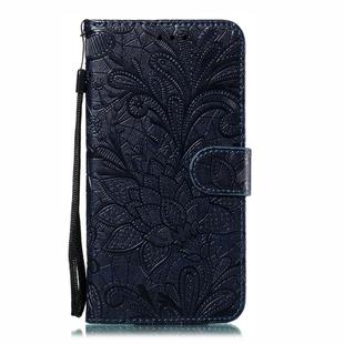 Lace Flower Embossing Pattern Horizontal Flip Leather Case for  Moto One Pro , with Holder & Card Slots & Wallet & Photo Frame & Lanyard(Dark Blue)