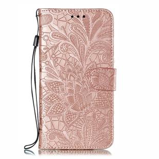 Lace Flower Embossing Pattern Horizontal Flip Leather Case for  Moto One Pro , with Holder & Card Slots & Wallet & Photo Frame & Lanyard(Rose Gold)