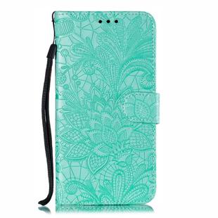 Lace Flower Embossing Pattern Horizontal Flip Leather Case for Moto P40 Power, with Holder & Card Slots & Wallet & Photo Frame & Lanyard(Green)