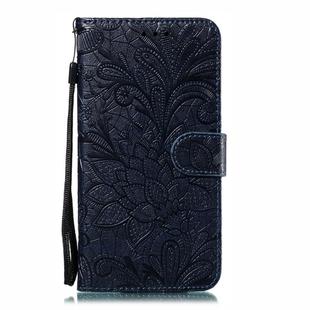 Lace Flower Embossing Pattern Horizontal Flip Leather Case for Xiaomi Mi CC9e / A3  , with Holder & Card Slots & Wallet & Photo Frame & Lanyard(Dark Blue)