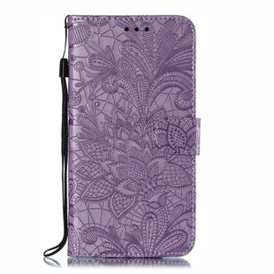 Lace Flower Embossing Pattern Horizontal Flip Leather Case for Xiaomi Mi CC9 , with Holder & Card Slots & Wallet & Photo Frame & Lanyard(Purple)