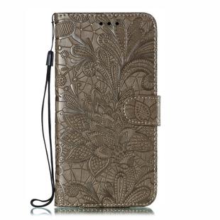 Lace Flower Embossing Pattern Horizontal Flip Leather Case for Xiaomi Mi CC9 , with Holder & Card Slots & Wallet & Photo Frame & Lanyard(Gray)