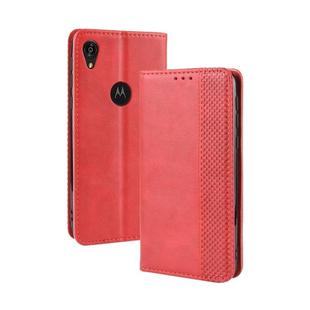 Magnetic Buckle Retro Crazy Horse Texture Horizontal Flip Leather Case for Motorola Moto E6,with Holder & Card Slots & Photo Frame(Red)