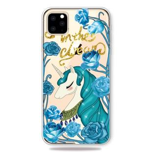 For iPhone 11 Pattern Printing Soft TPU Cell Phone Cover Case (Blue Unicorn)