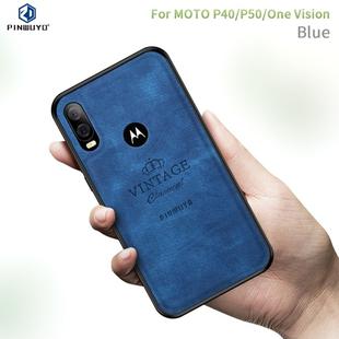 PINWUYO Shockproof Waterproof Full Coverage PC + TPU + Skin Protective Case for Motorola Moto P40 / P50 / One Vision(Blue)