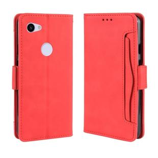 Wallet Style Skin Feel Calf Pattern Leather Case For Google Pixel 3a XL,with Separate Card Slot(Red)