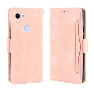 Wallet Style Skin Feel Calf Pattern Leather Case For Google Pixel 3a XL,with Separate Card Slot(Pink)