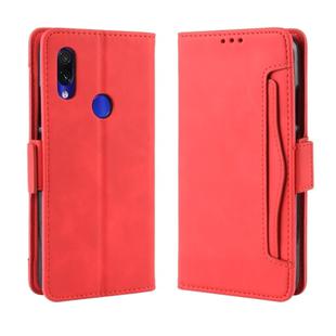 Wallet Style Skin Feel Calf Pattern Leather Case For Xiaomi Redmi 7,with Separate Card Slot(Red)