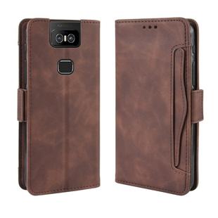 Wallet Style Skin Feel Calf Pattern Leather Case For Asus Zenfone 6 ZS630KL,with Separate Card Slot(Brown)