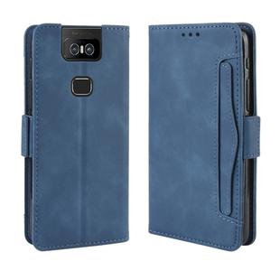 Wallet Style Skin Feel Calf Pattern Leather Case For Asus Zenfone 6 ZS630KL,with Separate Card Slot(Blue)