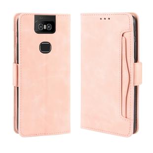 Wallet Style Skin Feel Calf Pattern Leather Case For Asus Zenfone 6 ZS630KL,with Separate Card Slot(Pink)