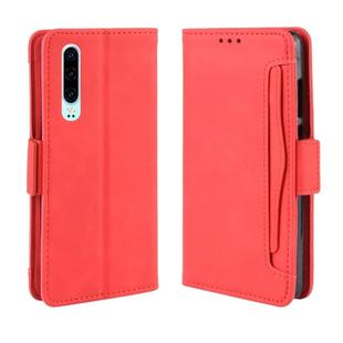 Wallet Style Skin Feel Calf Pattern Leather Case For Huawei P30,with Separate Card Slot(Red)