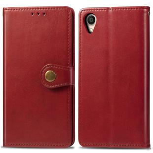 Retro Solid Color Leather Buckle Mobile Phone Protection Leather Case with Lanyard & Photo Frame & Card Slot & Wallet & Bracket Function for OPPO Reno 10X zoom(Red)