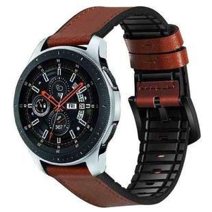 For Samsung Galaxy Watch Active 2 22mm Leather Silicone Sports Watch Band(Brown)