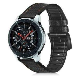 For Samsung Galaxy Watch Active 2 22mm Carbon Fiber Leather Silicone Watch Band(Black + Brown)