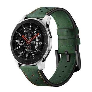 For Samsung Galaxy Watch Active 2 22mm Leather Eyelet Sport Watch Band(Army Green)