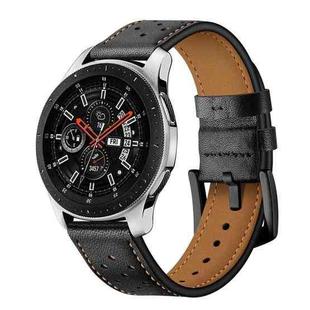 For Samsung Galaxy Watch Active 20mm Leather Eyelet Sport Watch Band(Black)