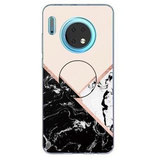 3D Marble Soft Silicone TPU Case Cover Bracket  For Huawei Mate 30(Black and White Powder)