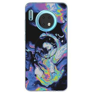 3D Marble Soft Silicone TPU Case Cover Bracket  For Huawei Mate 30(Deep Purple)