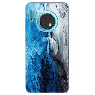 3D Marble Soft Silicone TPU Case Cover Bracket  For Huawei Mate 30(Dark Blue)