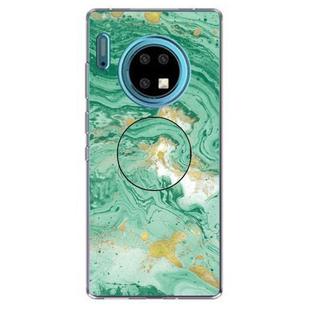 3D Marble Soft Silicone TPU Case Cover Bracket  For Huawei Mate 30 Pro(Dark Green)