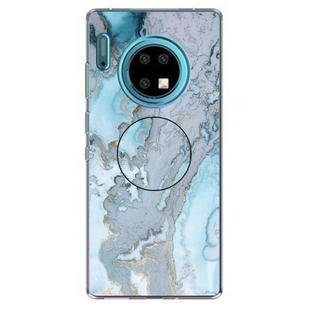 3D Marble Soft Silicone TPU Case Cover Bracket  For Huawei Mate 30 Pro(Silver Blue)