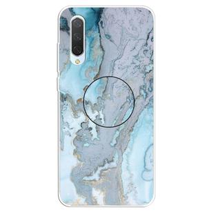 3D Marble Soft Silicone TPU Case Cover Bracket For Xiaomi Mi CC9e(Silver Blue)
