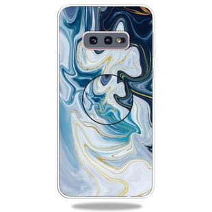 3D Marble Soft Silicone TPU Case Cover Bracket For Galaxy S10e(Golden Line Blue)