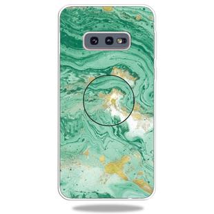 3D Marble Soft Silicone TPU Case Cover Bracket For Galaxy S10e(Dark Green)
